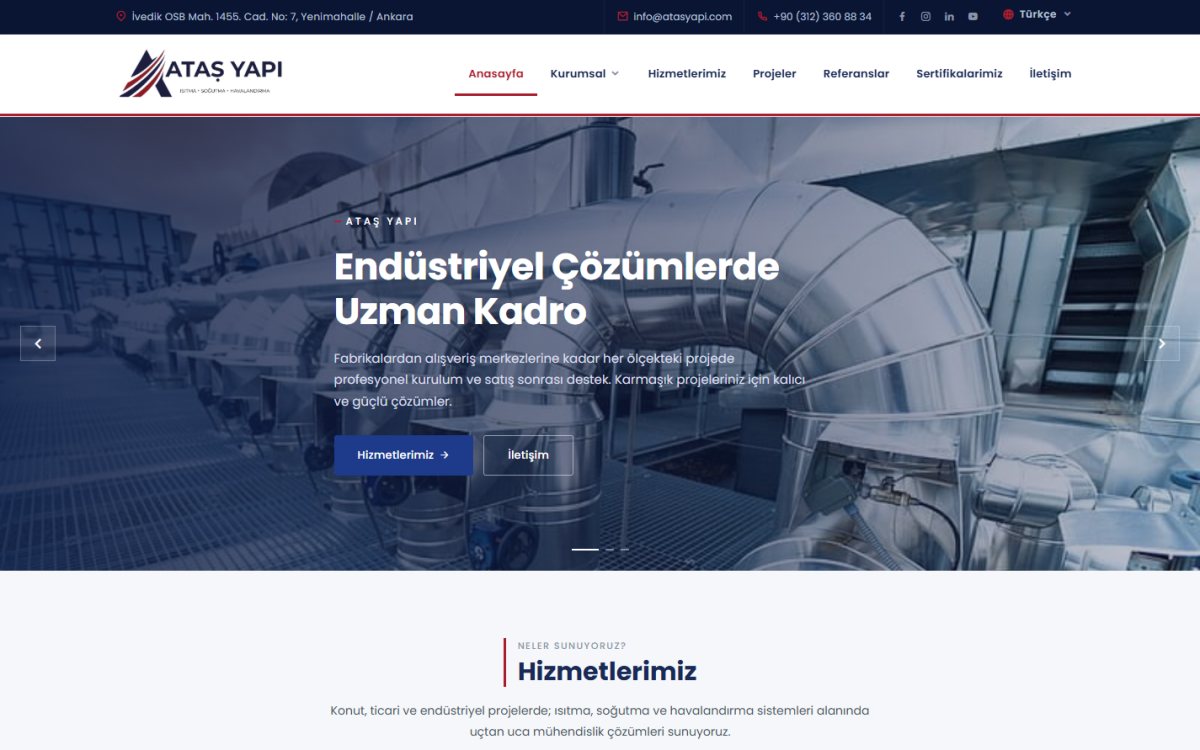 Ataş Yapı Kurumsal Site ekran görüntüsü