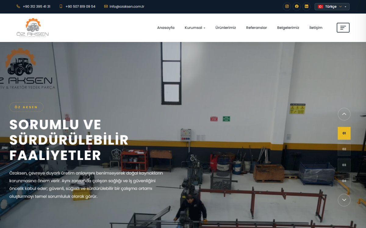 Öz Aksen Kurumsal Site ekran görüntüsü